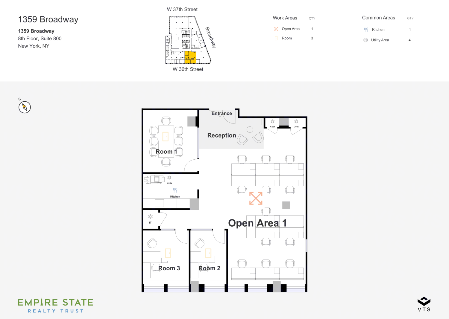 Partial 8th Floor Suite 800 Commercial Space For Rent At 1359 Broadway Vts