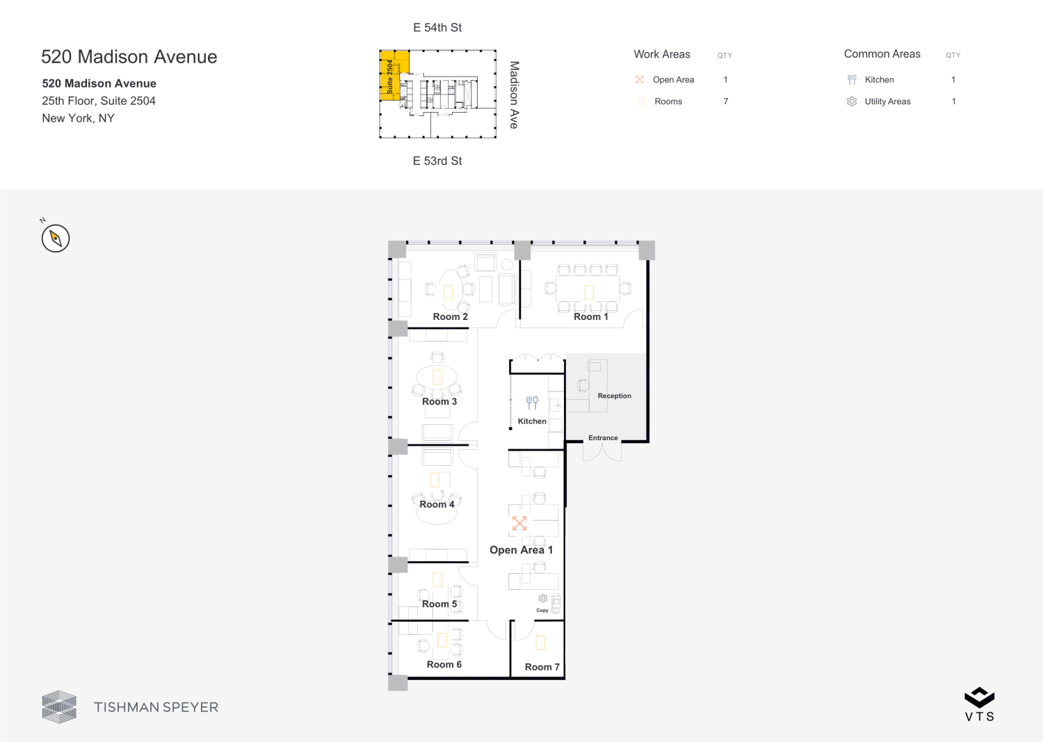 Floor plan of Partial 25th Floor, Suite 2504, 520 Madison Avenue