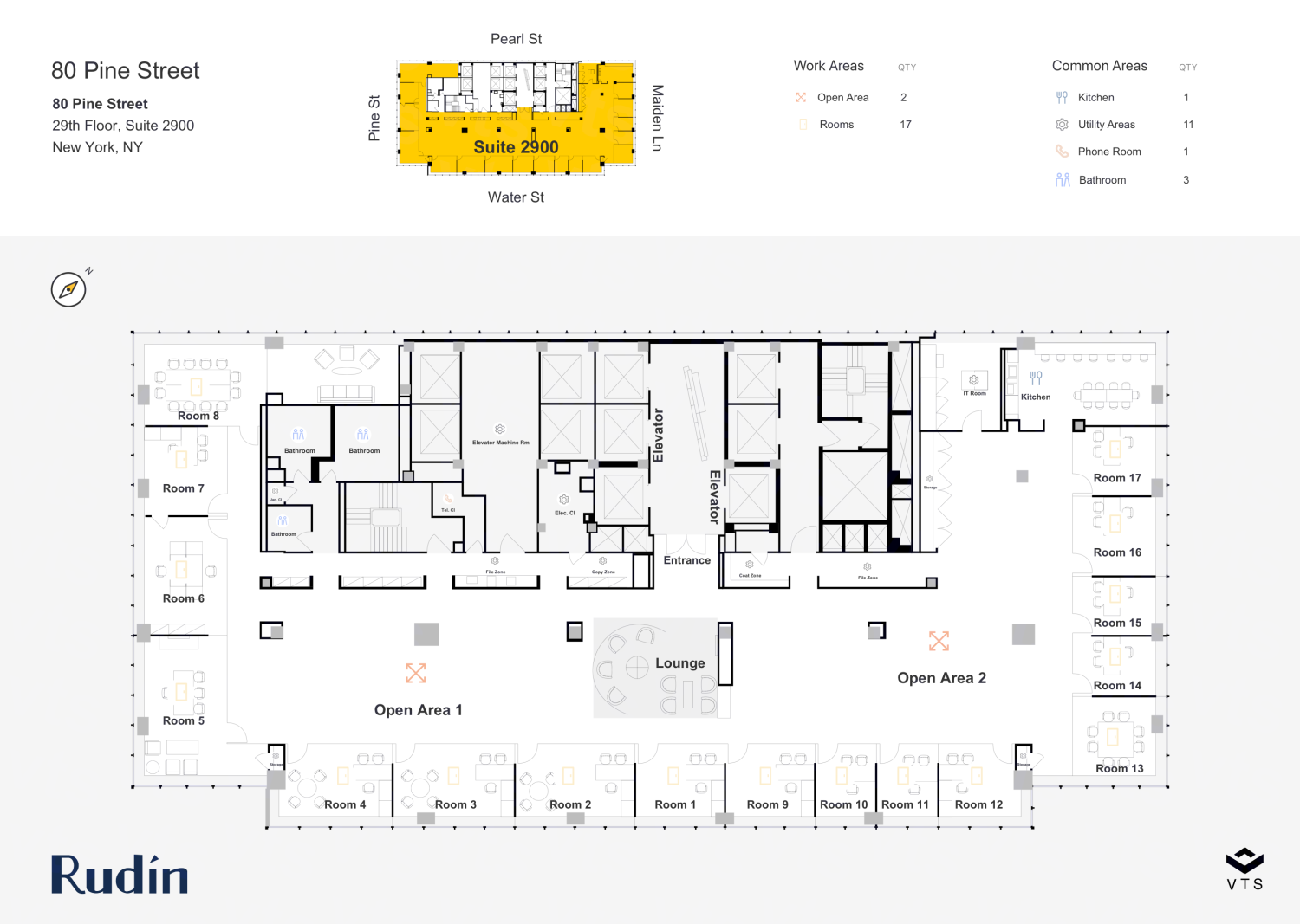 Entire 29th Floor, Suite 2900 Commercial Space for Rent at 80 Pine ...