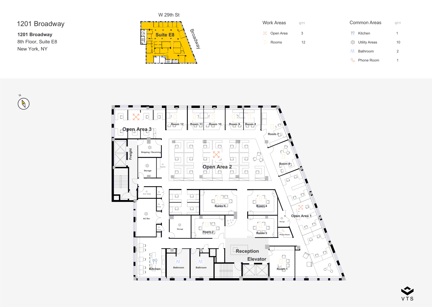 Entire 8th Floor, Suite E8 Commercial Space For Rent At 1201 Broadway 