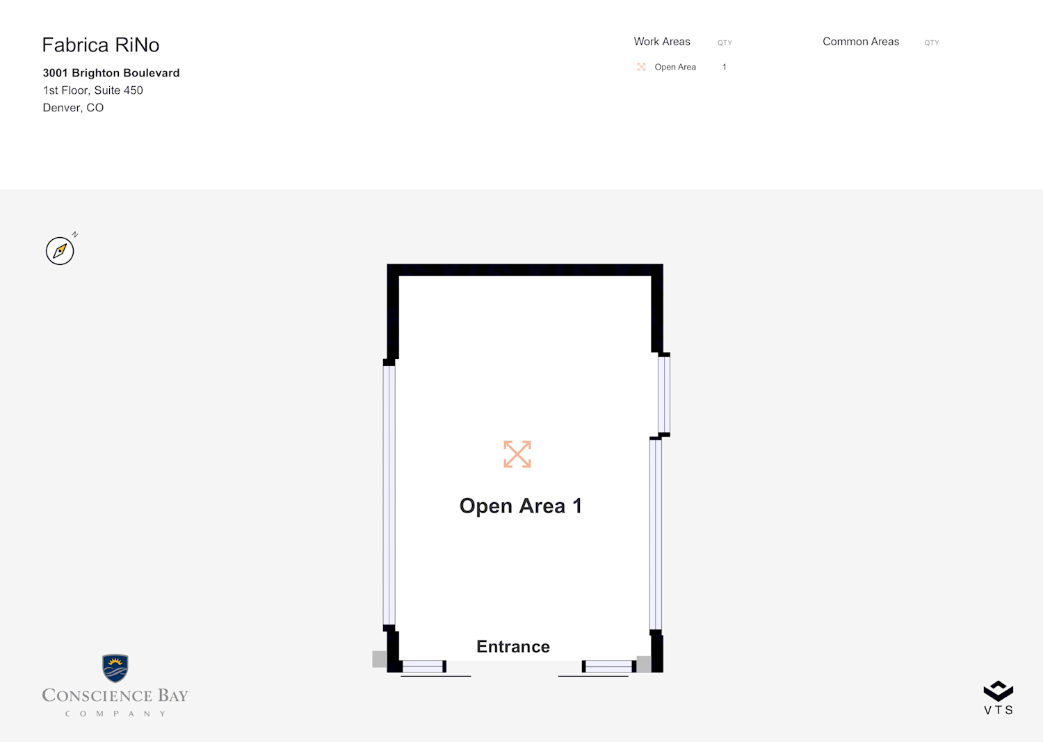 Floor plan of Partial 1st Floor, Suite 450, Fabrica RiNo, 3001 Brighton Boulevard