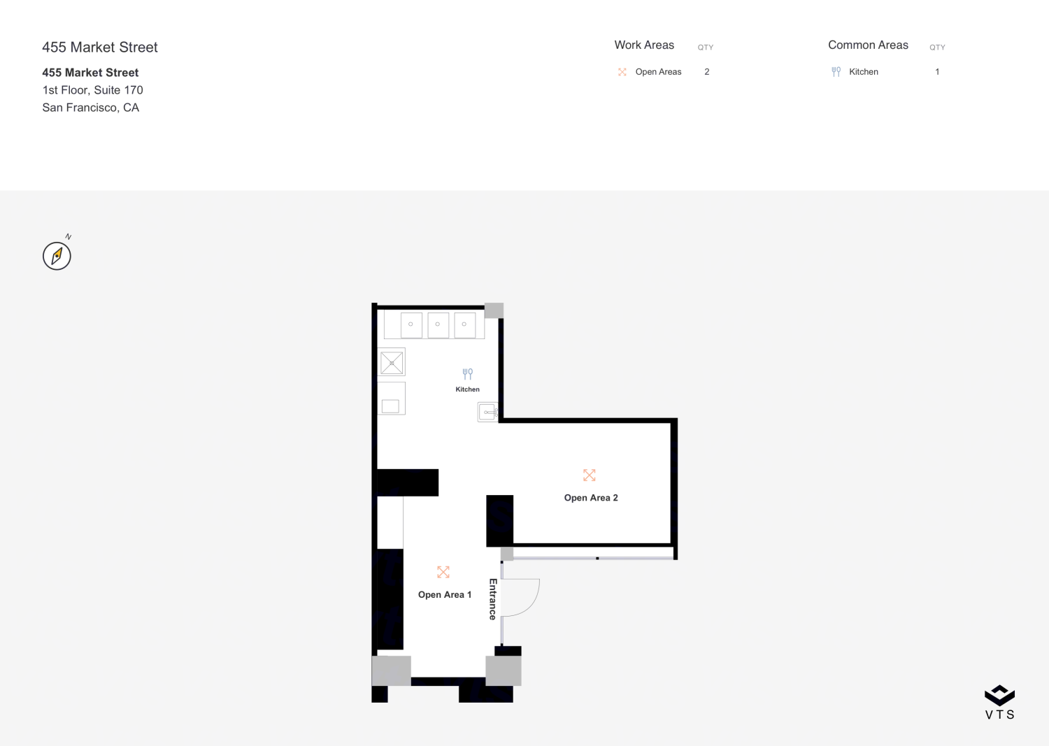 Floor plan of Partial 1st Floor, Suite 170, 455 Market Street