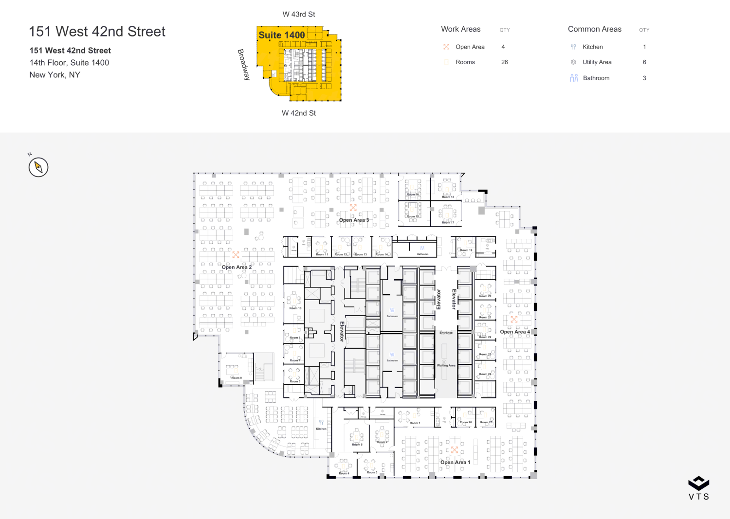 Entire 14th Floor, Suite 1400 Commercial Space for Rent at 151 West ...