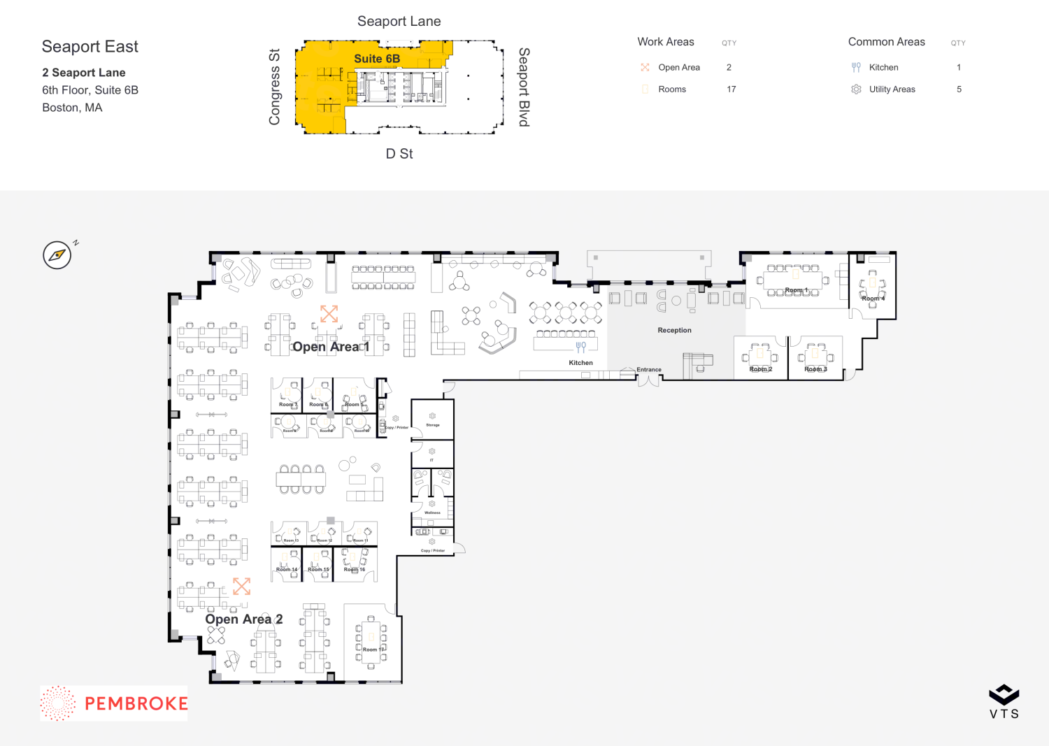 Partial 6th Floor, Suite 6B Commercial Space for Rent at 2 Seaport Lane ...