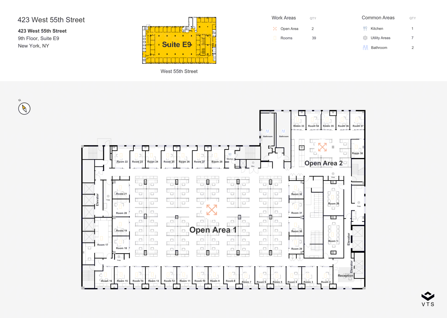 Entire 9th Floor, Suite E9 Commercial Space for Rent at 423 West 55th ...