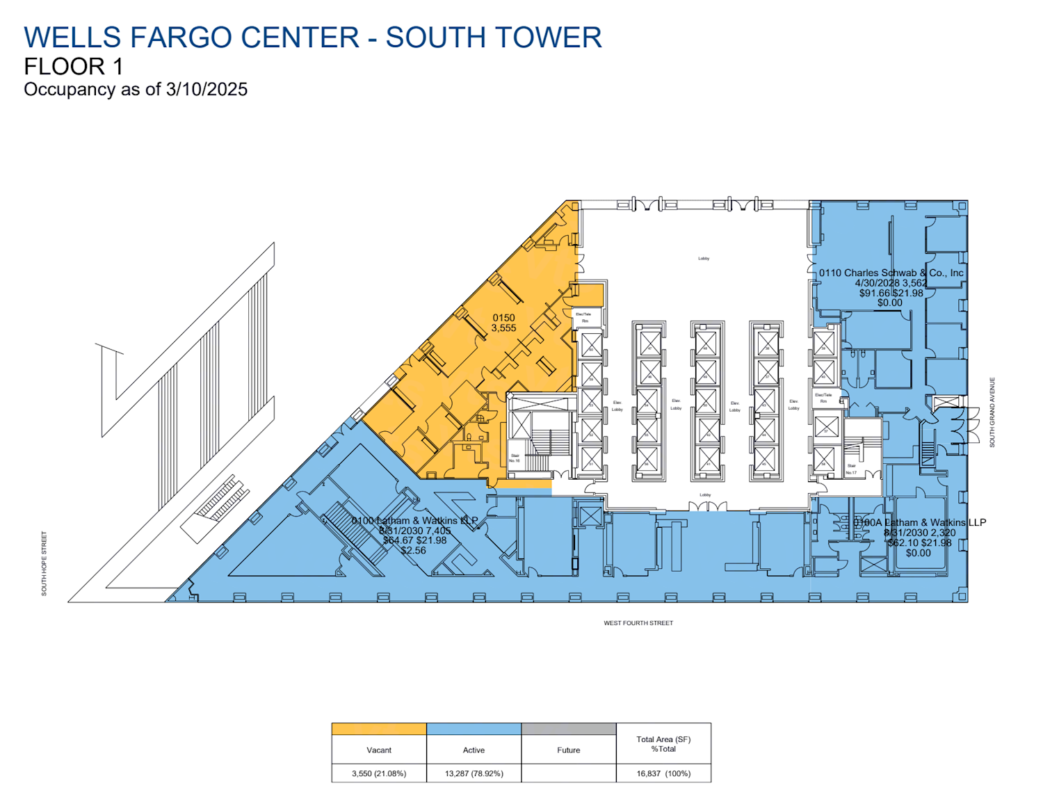 Floor plan of Partial PLAZ, Suite 150, Wells Fargo Center - South Tower, 355 South Grand Avenue