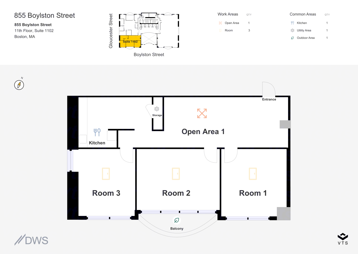 Floor plan of Partial 11th Floor, Suite 1102, 855 Boylston Street