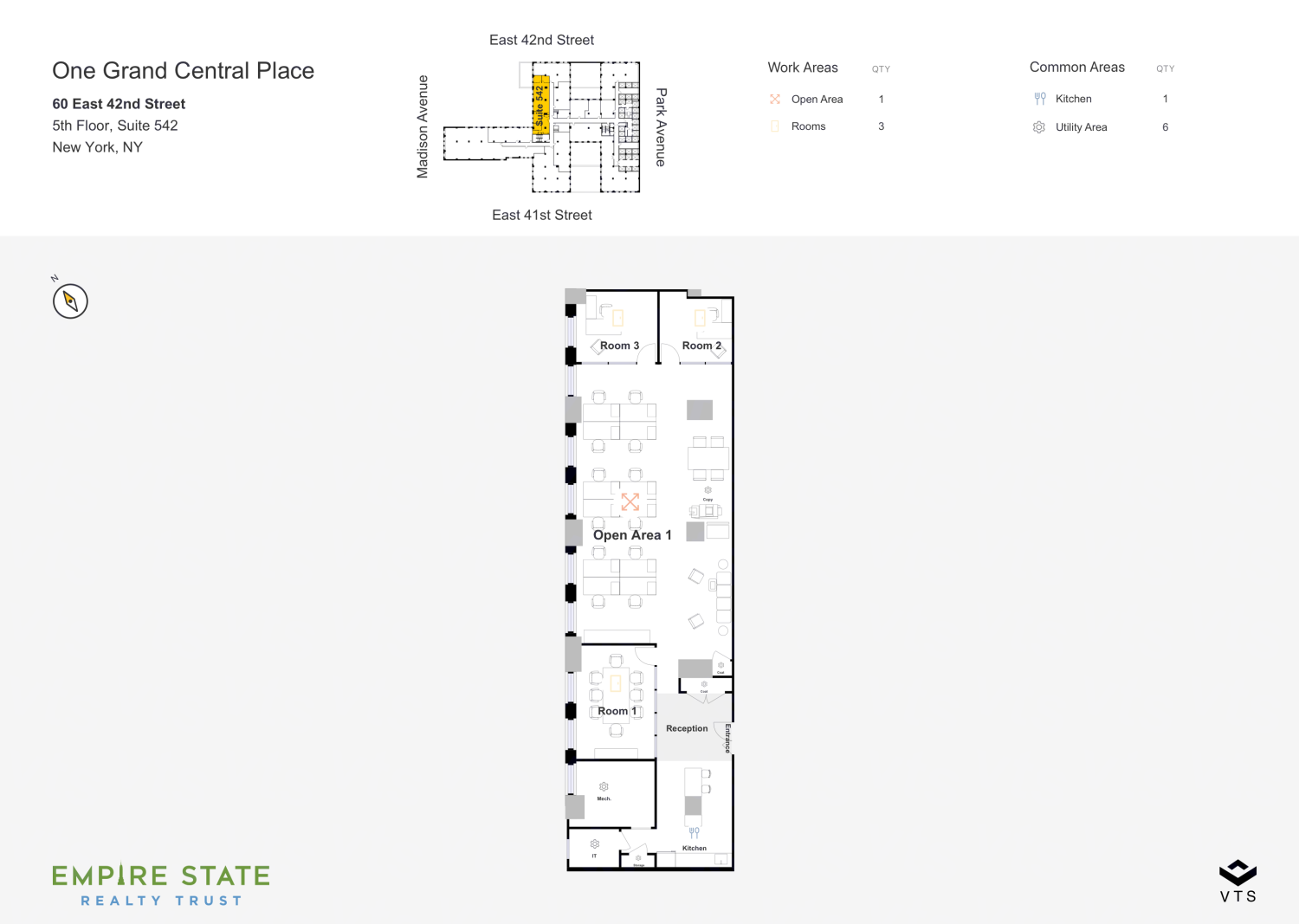 Partial 5th Floor, Suite 542 Commercial Space for Rent at 60 East 42nd ...