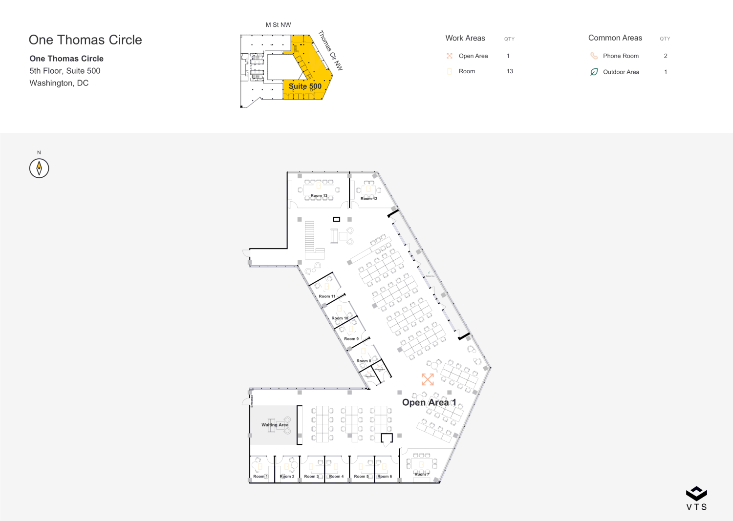 Floor plan of Partial 5th Floor, Suite 500, One Thomas Circle