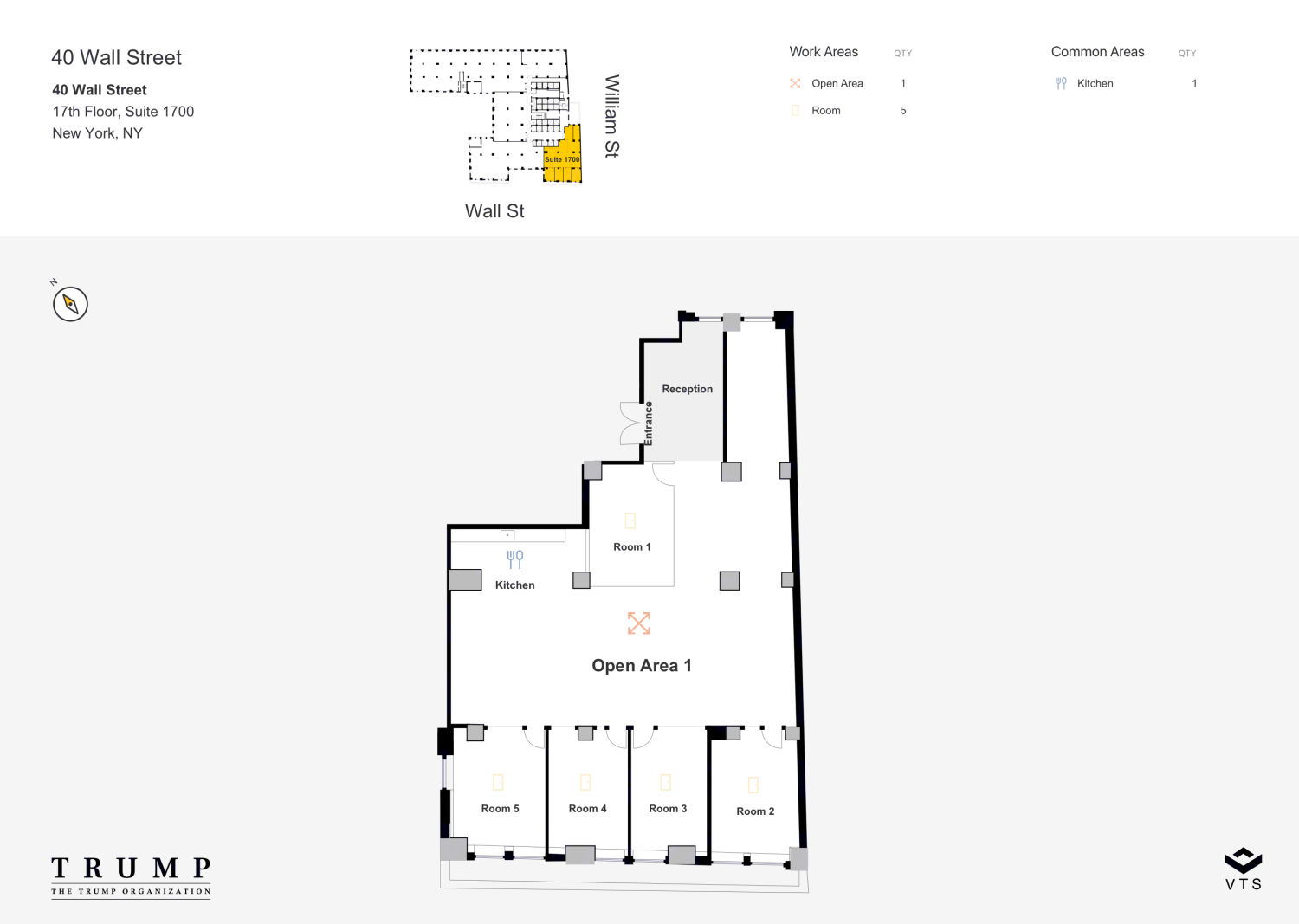 Partial 17th Floor, Suite 1700 Commercial Space for Rent at 40 Wall ...