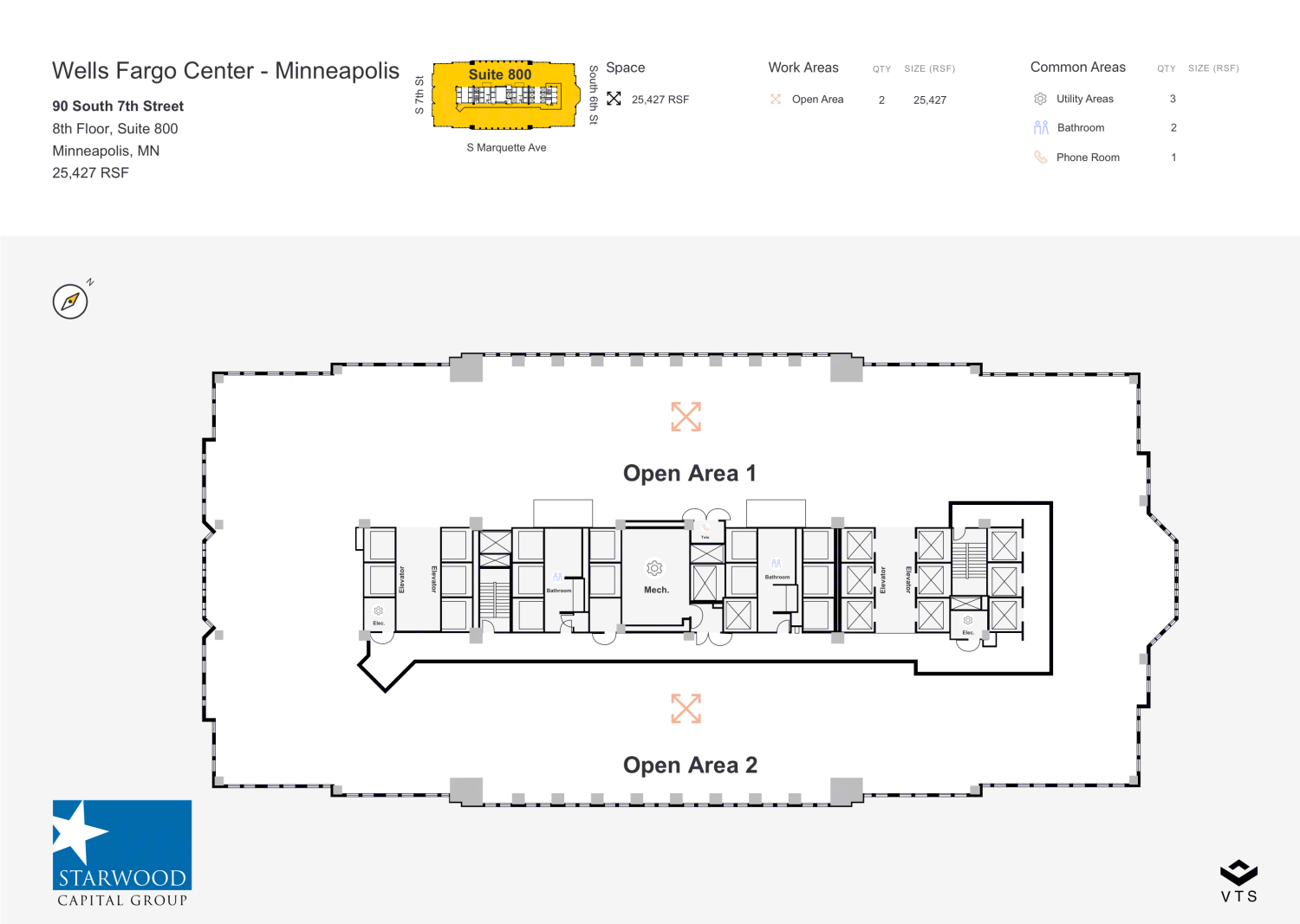 Floor plan of Entire 8th Floor, Suite 800, Wells Fargo Center - Minneapolis