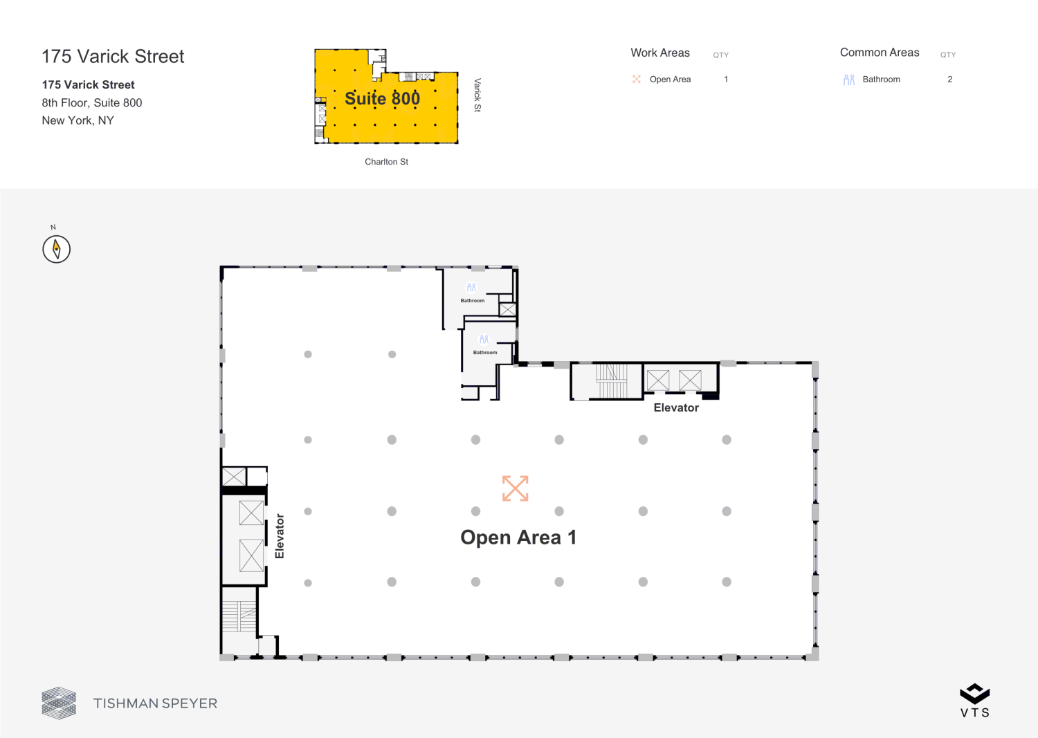Floor plan of Entire 8th Floor, Suite 800, 175 Varick Street