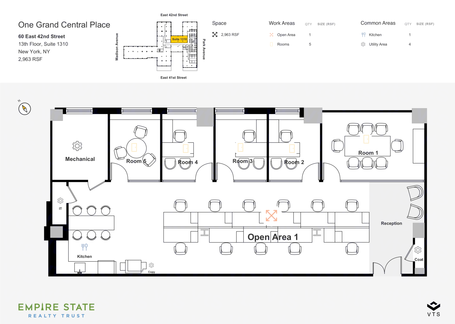 Partial 13th Floor, Suite 1310 Commercial Space for Rent at 60 East ...