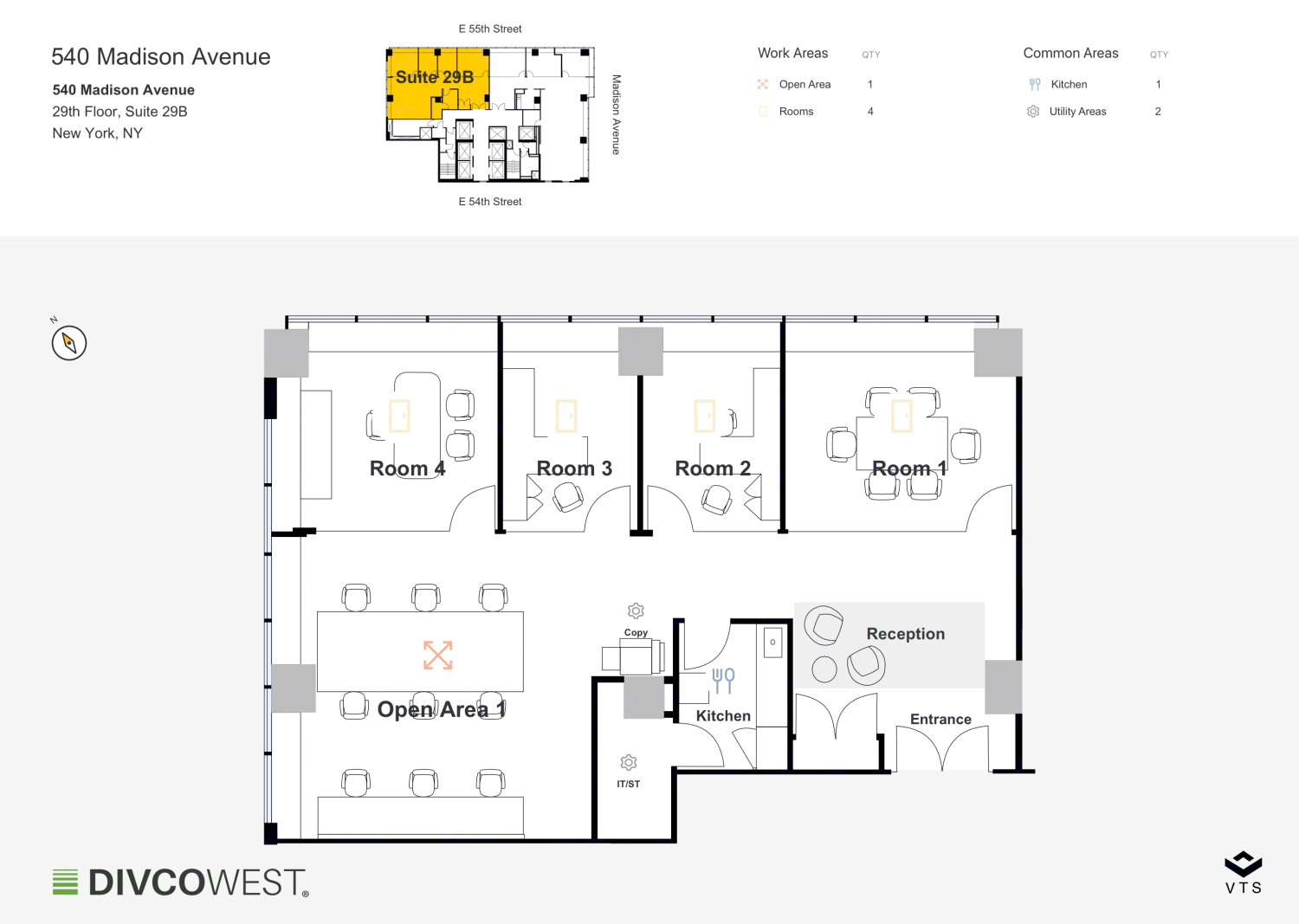 Floor plan of Partial 29th Floor, Suite 29B, 540 Madison Avenue