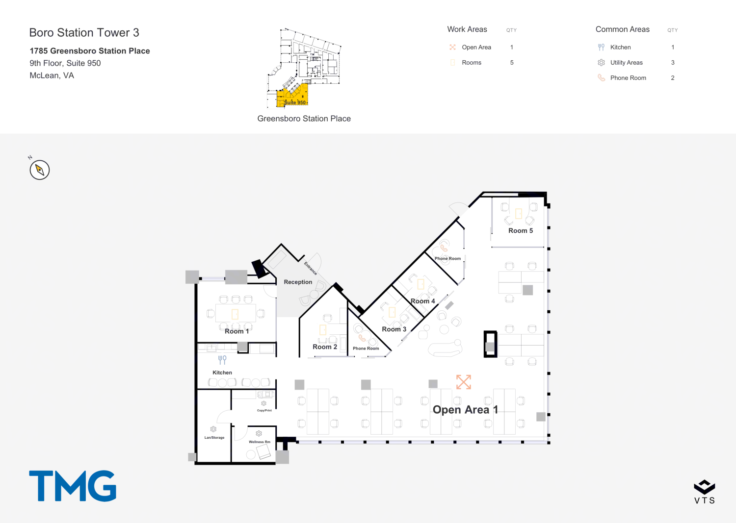 Partial 9th Floor, Suite 950 Commercial Space for Rent at 1785 ...