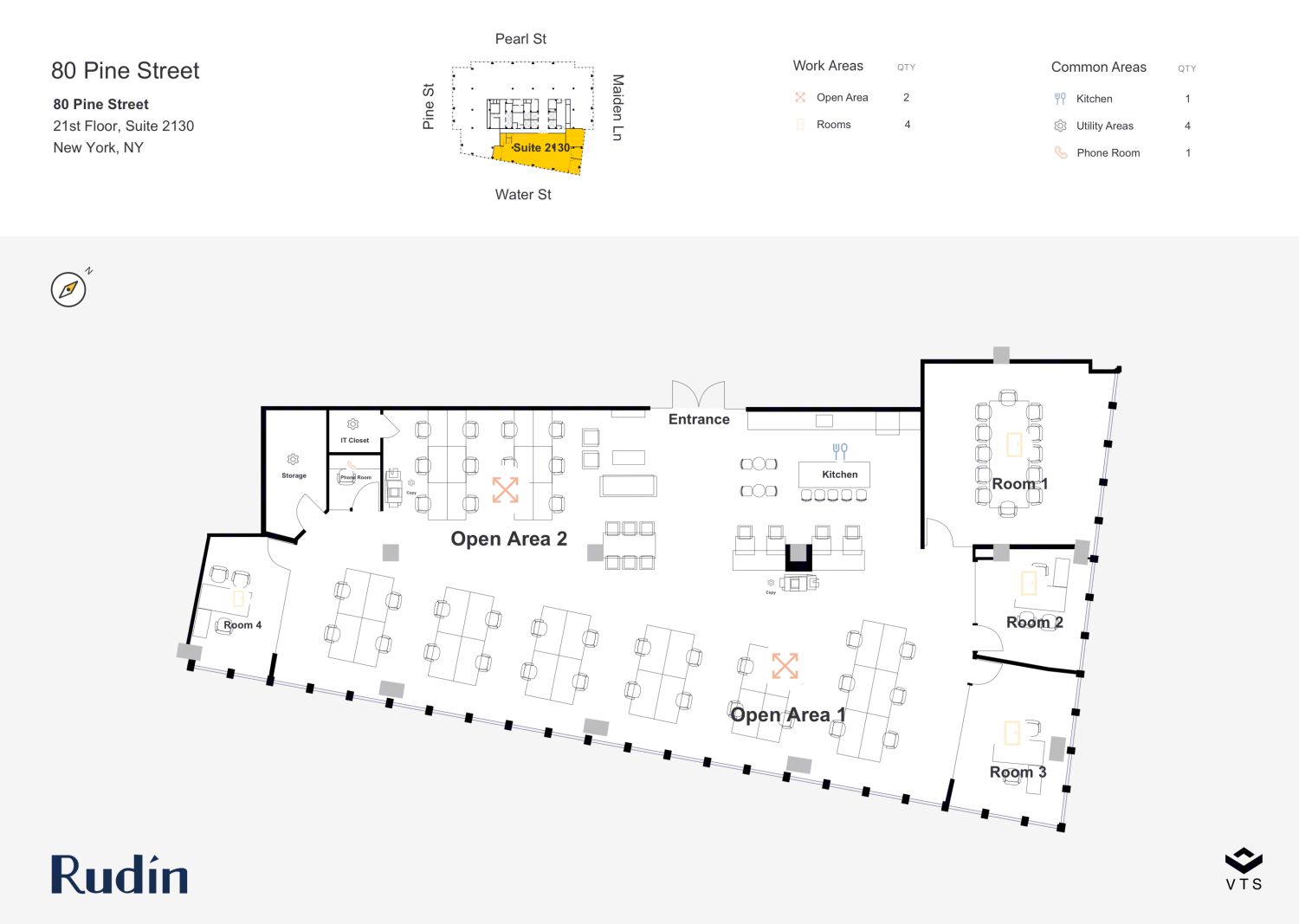 Partial 21st Floor, Suite 2130 Commercial Space for Rent at 80 Pine ...