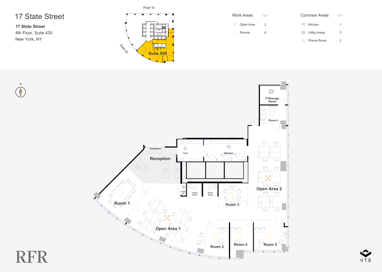 Partial 4th Floor, Suite 430 Commercial Space for Rent at 17 State ...