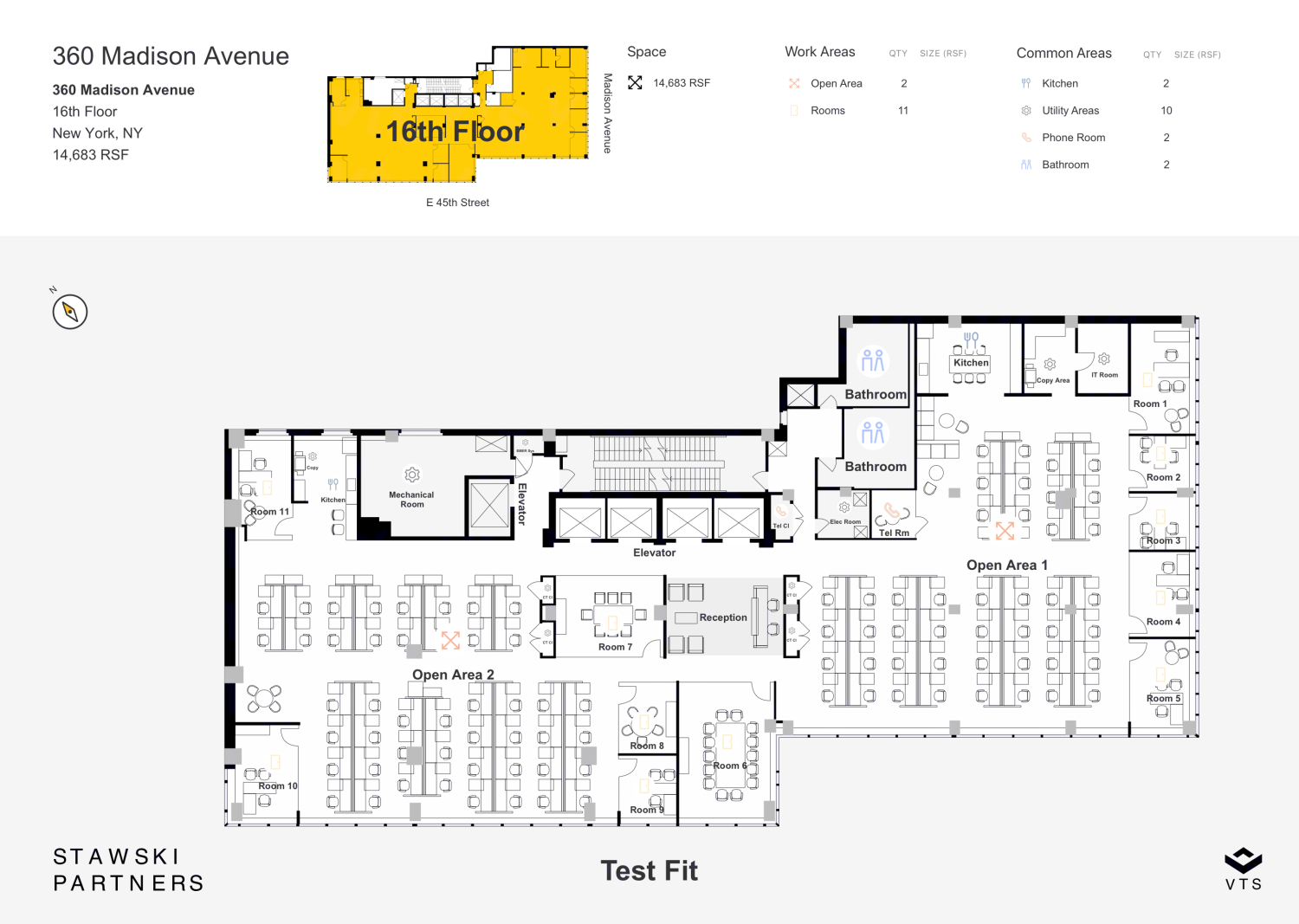 Partial 16th Floor Commercial Space for Rent at 360 Madison Avenue | VTS