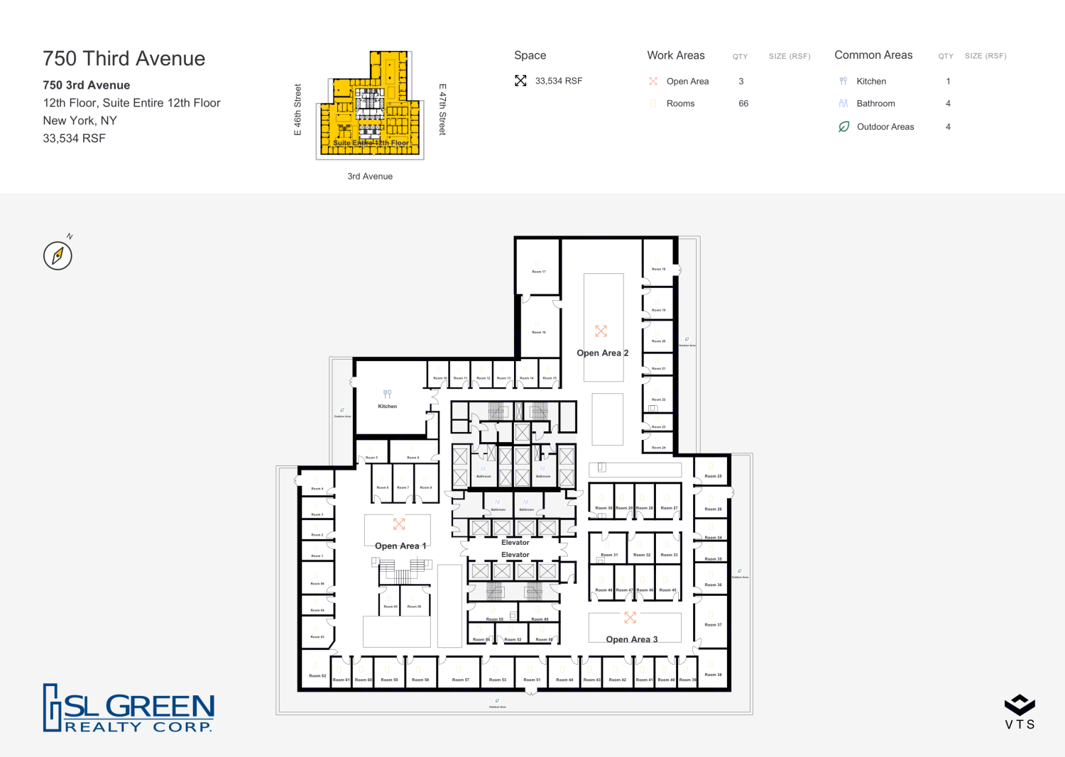 Entire 12th Floor Commercial Space for Rent at 750 Third Avenue | VTS