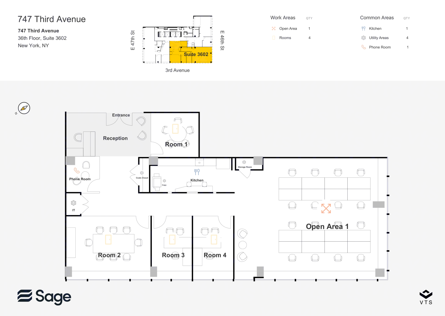 Partial 36th Floor, Suite 3602 Commercial Space for Rent at 747 Third ...