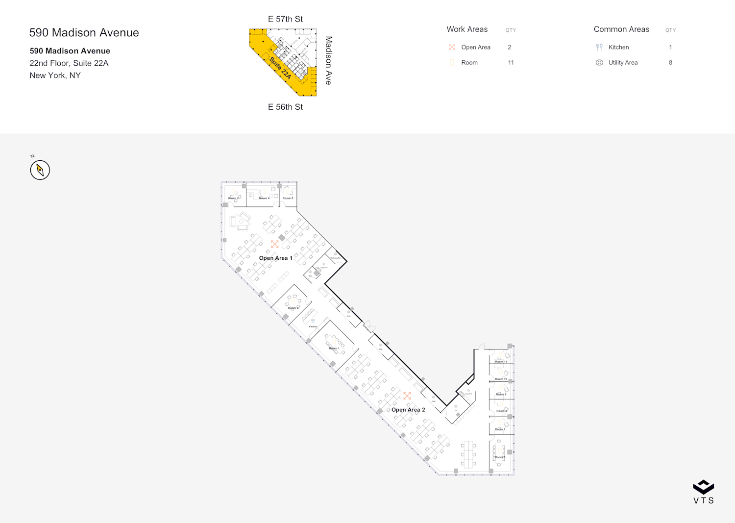 Floor plan of Partial 22nd Floor, Suite 22A, 590 Madison Avenue