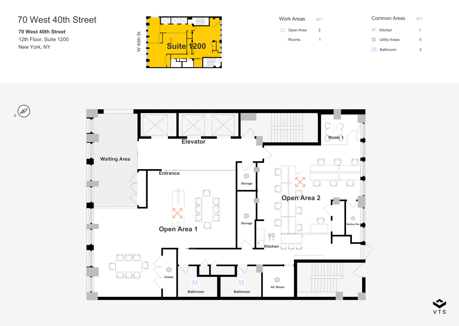 Floor plan of Entire 12th Floor, Suite 1200, 70 West 40th Street