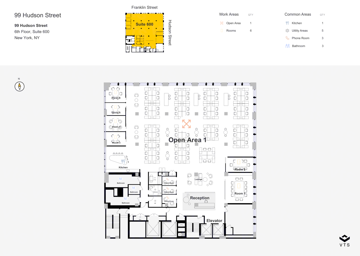 Floor plan of Entire 6th Floor, Suite 600, 99 Hudson Street