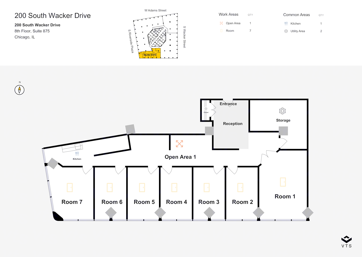 Partial 8th Floor Suite 875 Commercial Space For Rent At 200 South Wacker Drive Vts