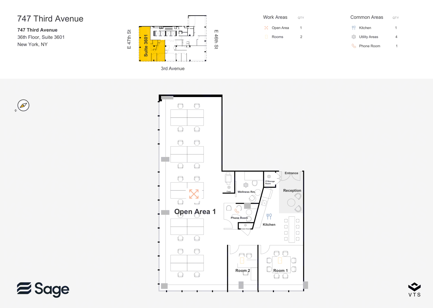 Partial 36th Floor, Suite 3601 Commercial Space for Rent at 747 Third ...