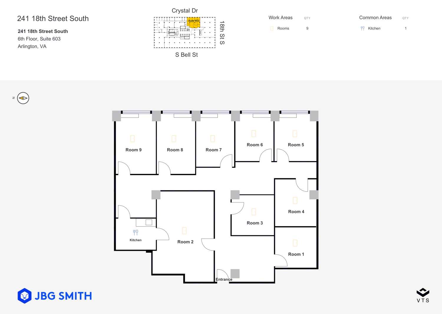 Floor plan of Partial 6th Floor, Suite 603, 241 18th Street South