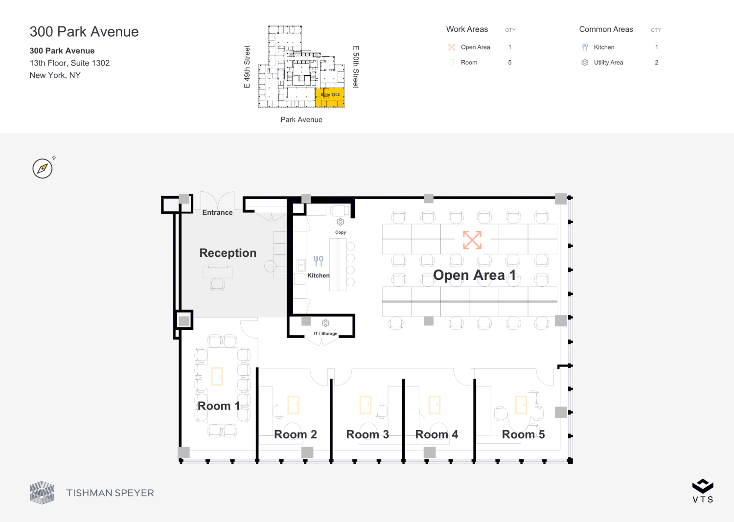 Partial 13th Floor, Suite 1302 Commercial Space for Rent at 300 Park ...