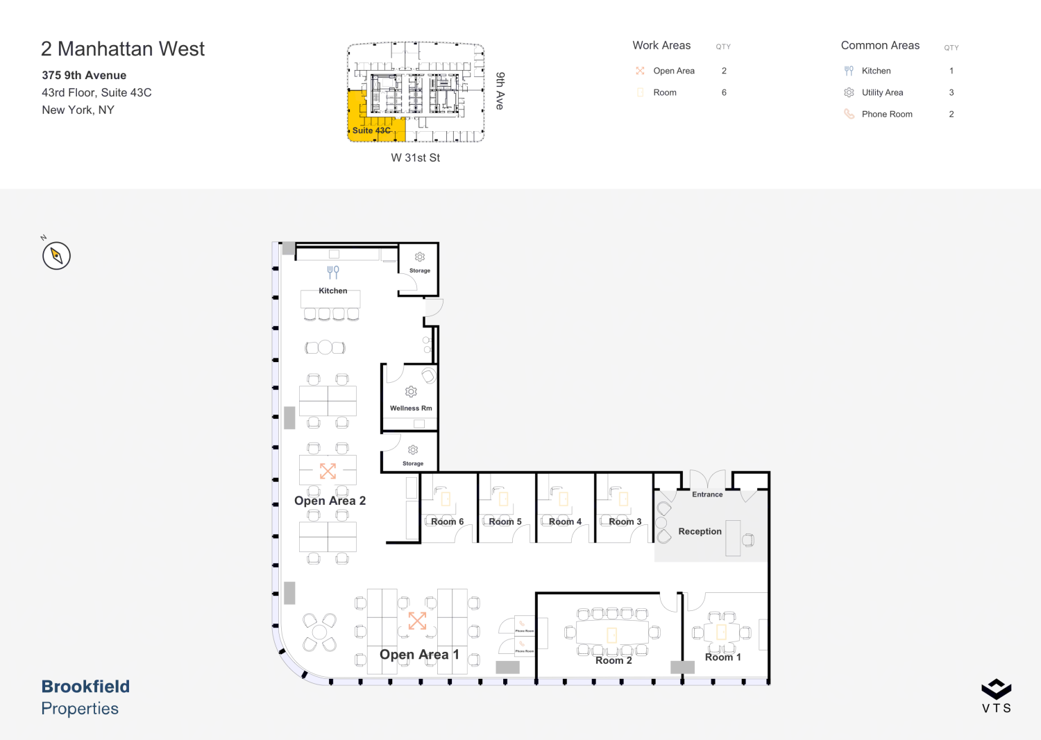 Partial 43rd Floor, Suite 4320 Commercial Space for Rent at 375 9th ...