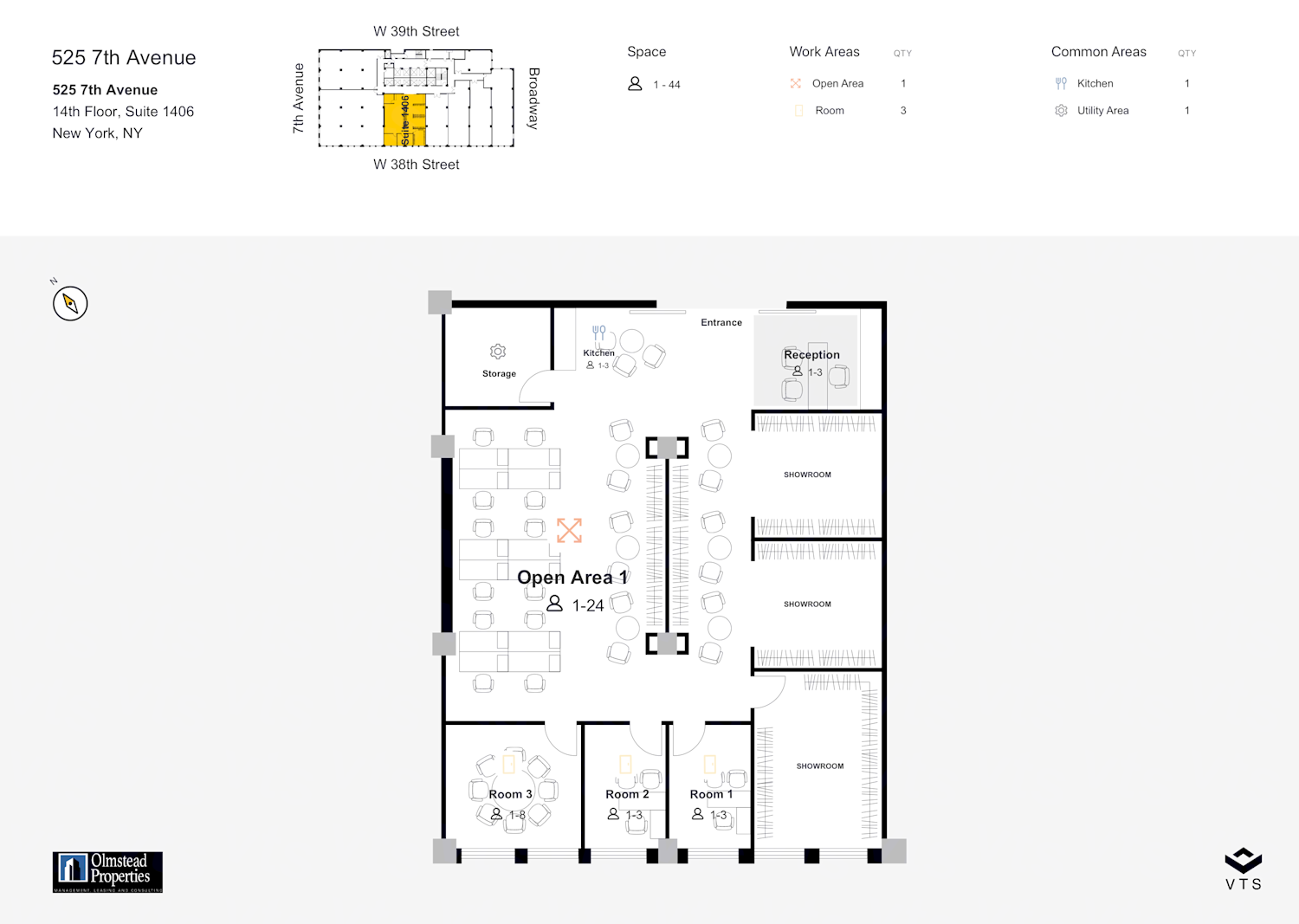 Partial 14th Floor, Suite 1406 Commercial Space for Rent at 525 7th ...