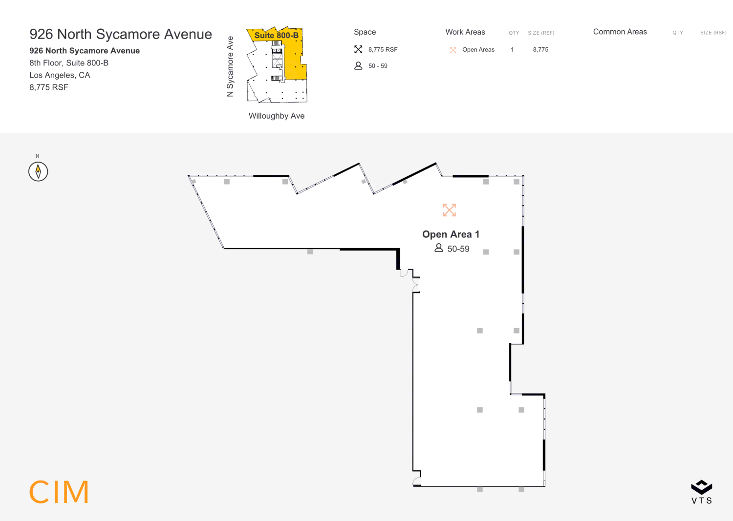 Partial 8th Floor Suite 800 B Commercial Space For Rent At 926 North Sycamore Avenue Vts