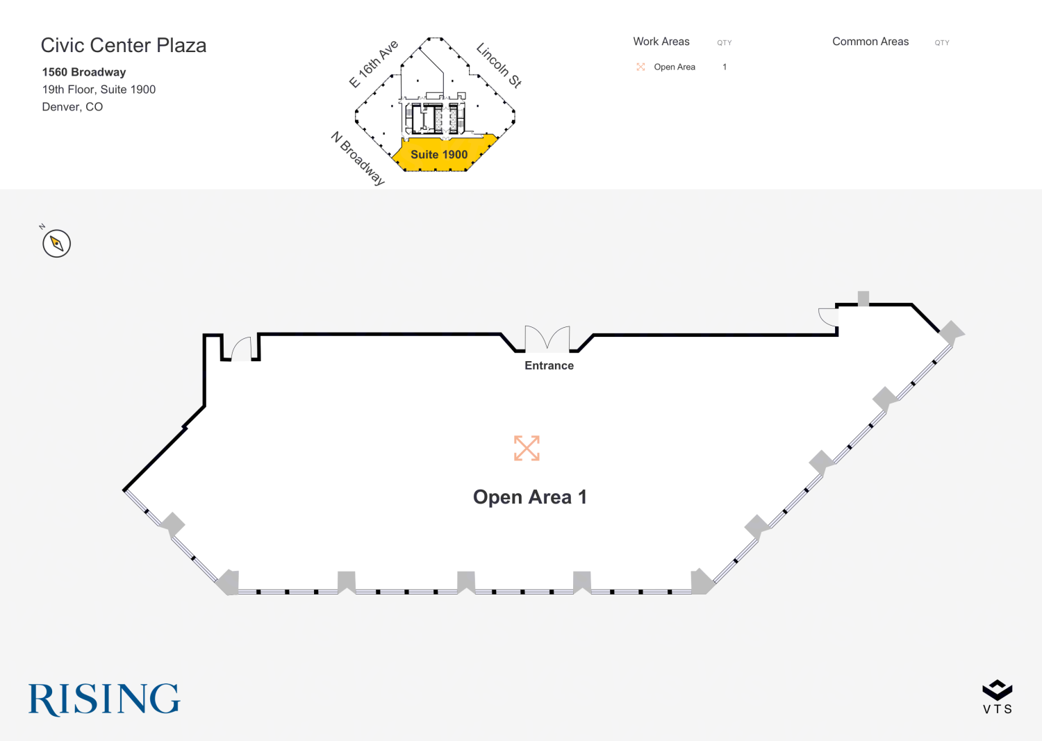 Floor plan of Partial 19th Floor, Suite 1900, Civic Center Plaza, 1560 Broadway