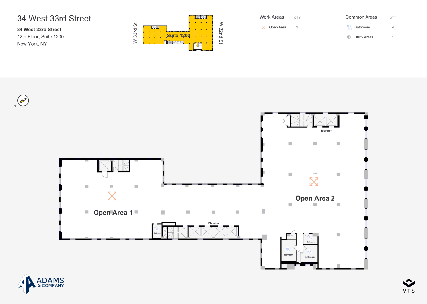 Floor plan of Entire 12th Floor, Suite 1200, 34 West 33rd Street