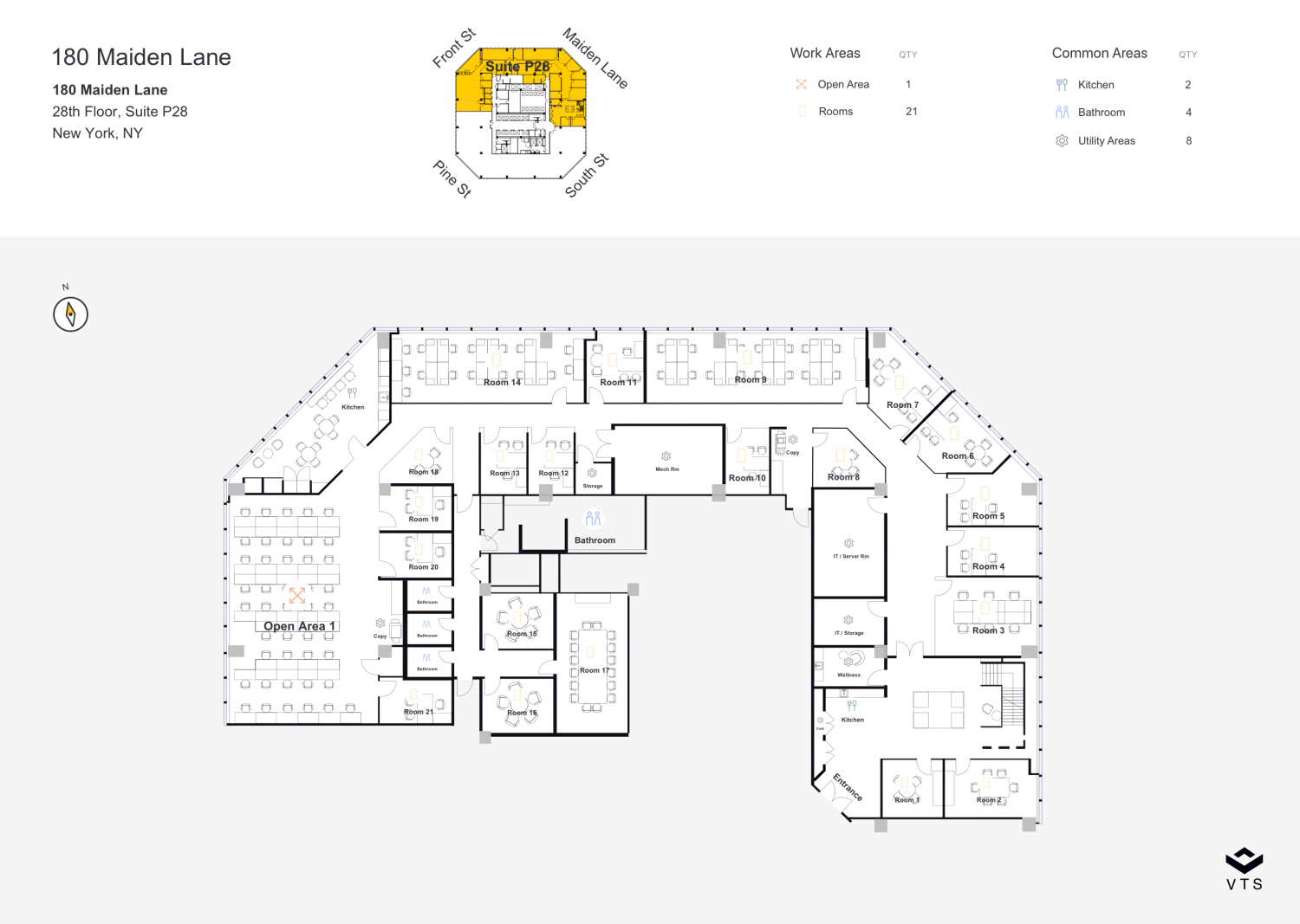 Floor plan of Partial 28th Floor, Suite P28, 180 Maiden Lane