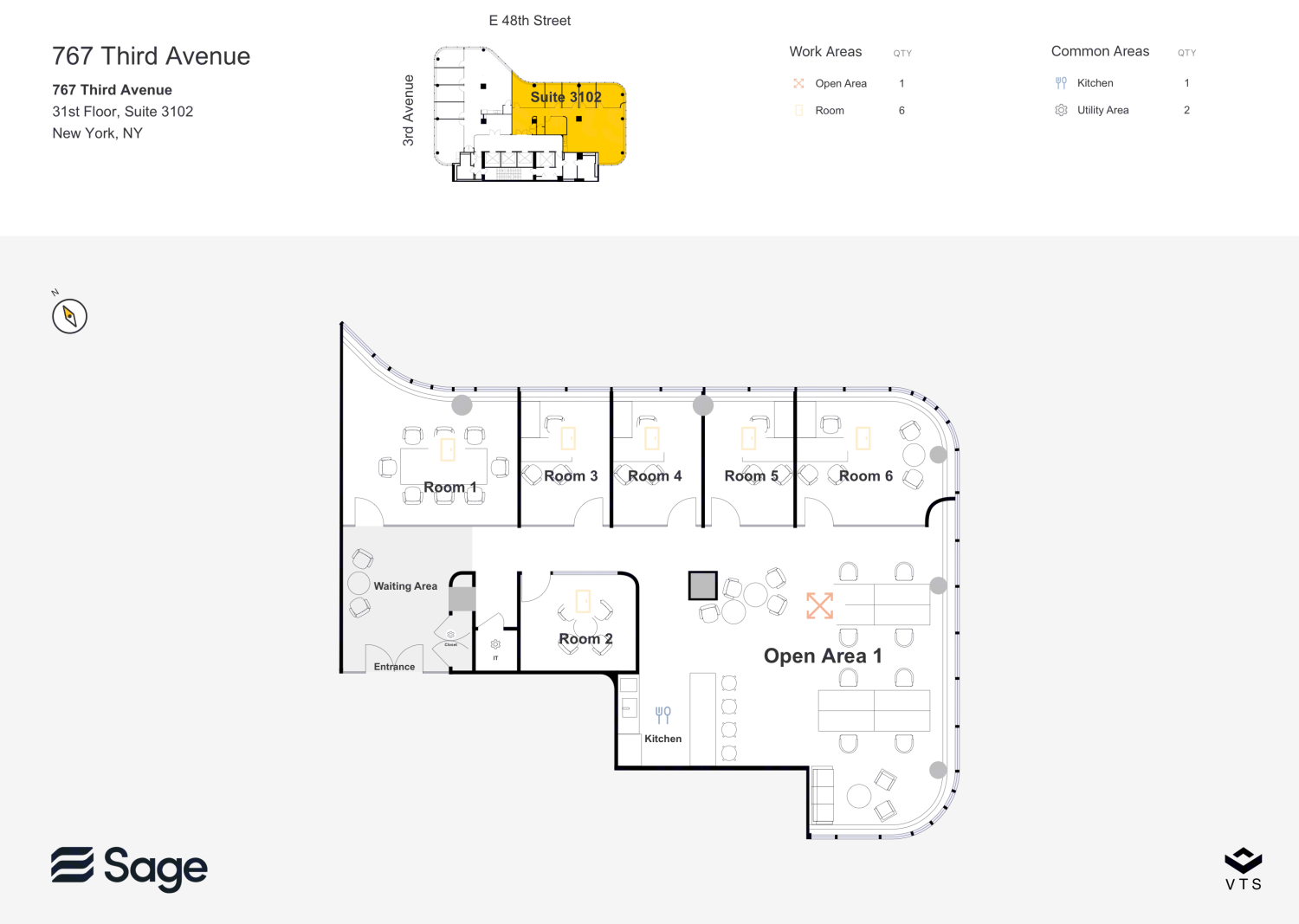 Partial 31st Floor, Suite 3102 Commercial Space for Rent at 767 Third ...