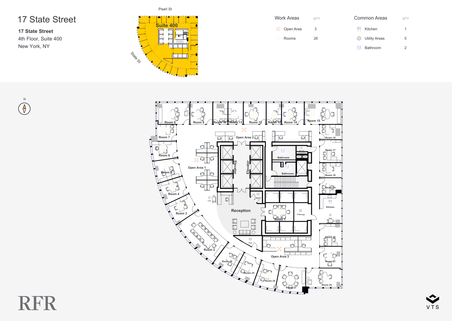 Entire 4th Floor, Suite 400 Commercial Space for Rent at 17 State ...