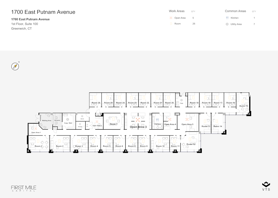 Floor plan - Partial 1st Floor, Suite 100 - 1700 East Putnam Avenue