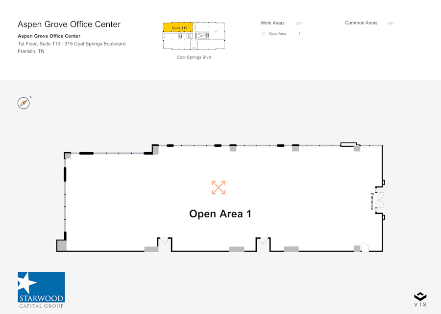 Floor plan - Partial 1st Floor, Suite 110 - 315 Cool Springs Boulevard - Aspen Grove Office Center - 315 + 341 Cool Springs Boulevard