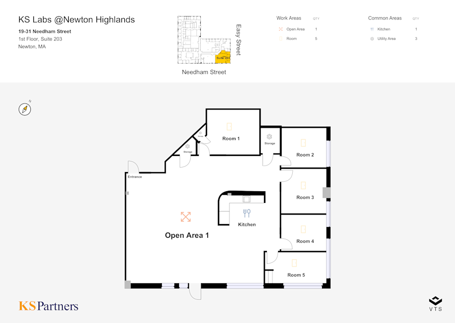 Floor plan - Partial 1st Floor, Suite 203 - KS Labs @Newton Highlands - 19-31 Needham Street, Newton 