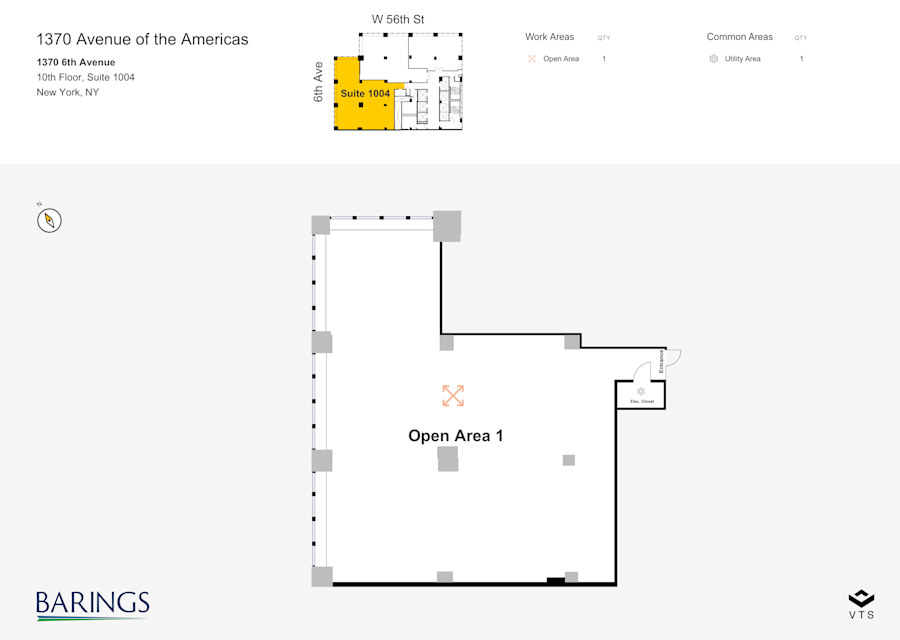 Floor plan - Partial 10th Floor, Suite 1004 - 1370 Avenue of the Americas - 1370 6th Avenue