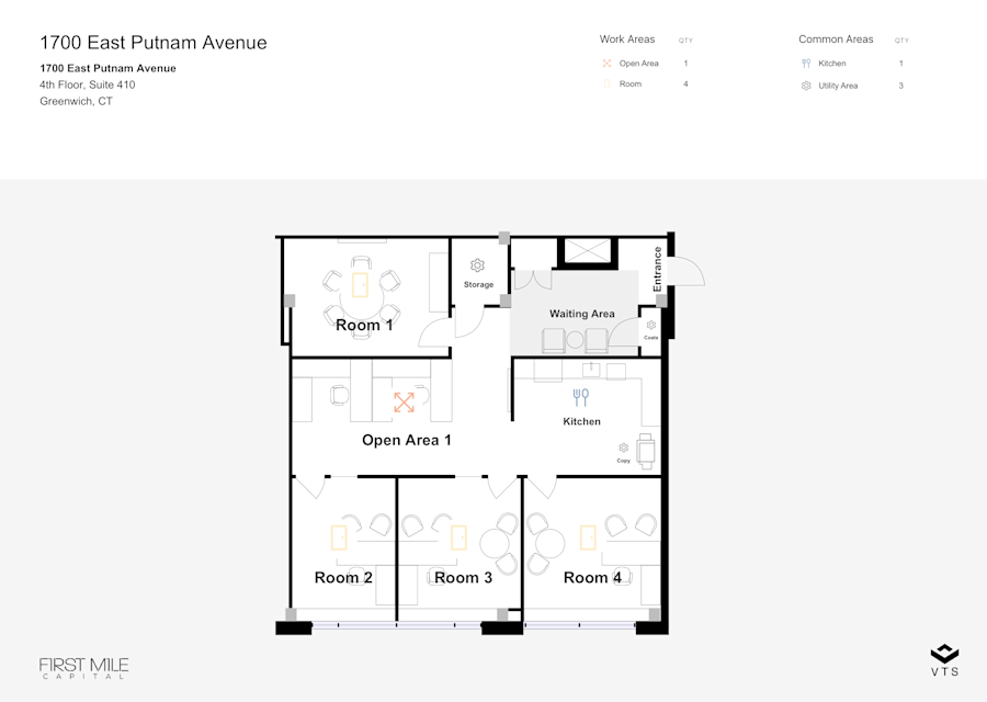 Floor plan - Partial 4th Floor, Suite 410 - 1700 East Putnam Avenue