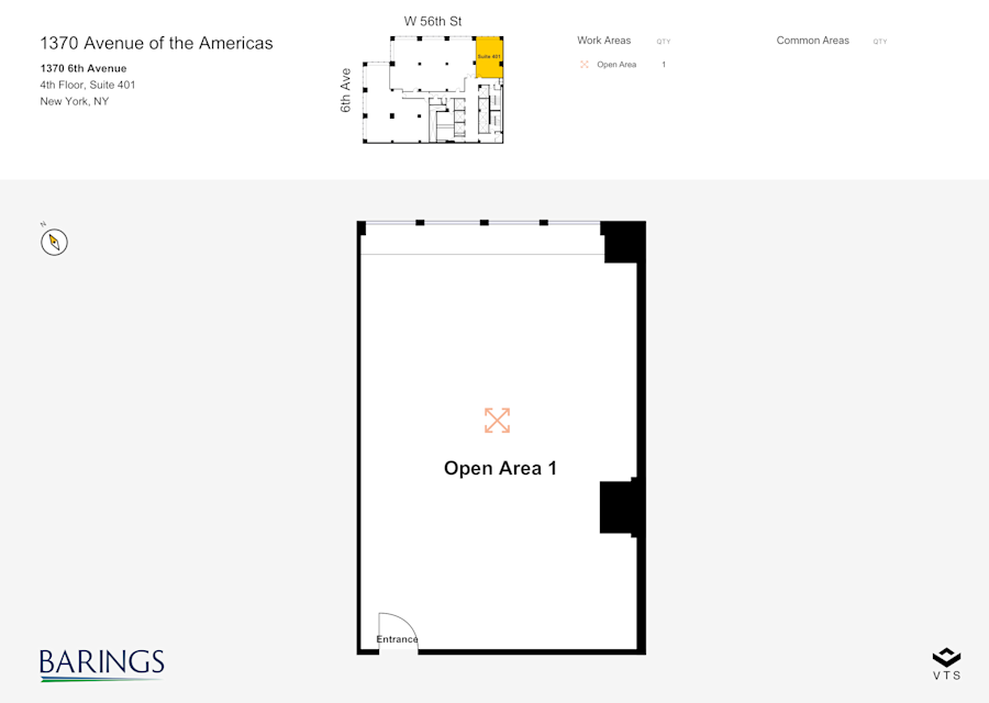 Floor plan - Partial 4th Floor, Suite 401 - 1370 Avenue of the Americas - 1370 6th Avenue