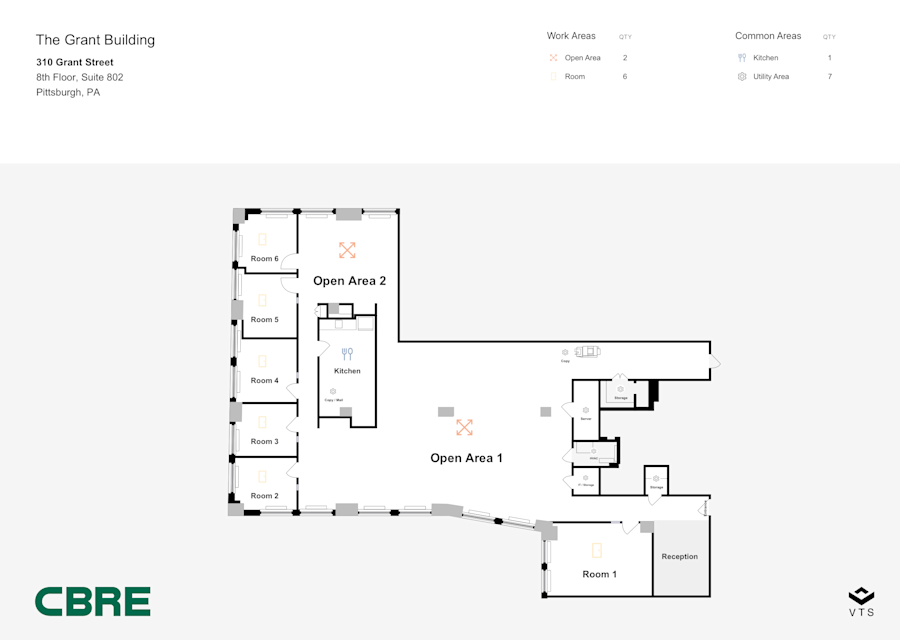 Floor plan - 8th Floor, Suite 802 - The Grant Building - 310 Grant Street