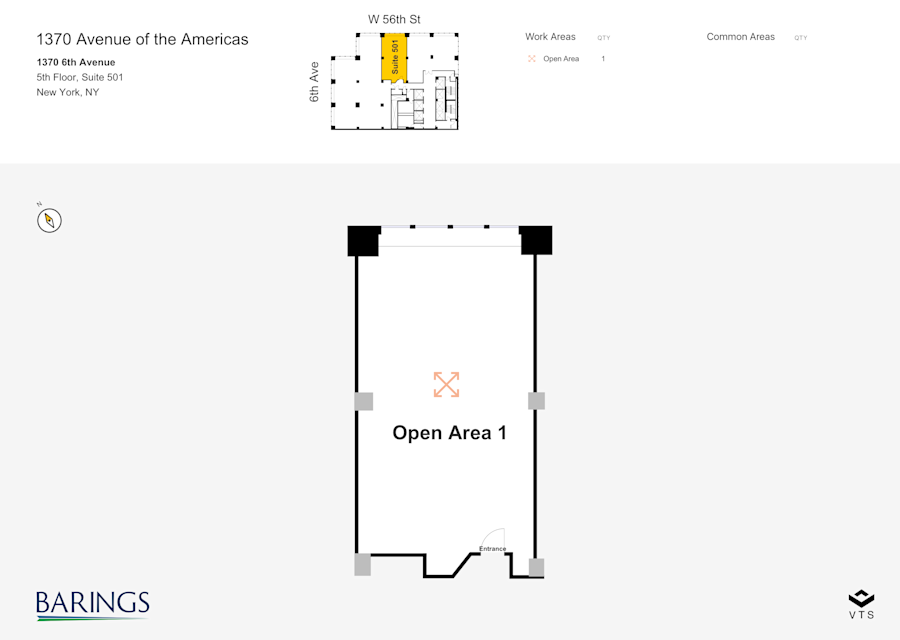 Floor plan - Partial 5th Floor, Suite 501 - 1370 Avenue of the Americas - 1370 6th Avenue