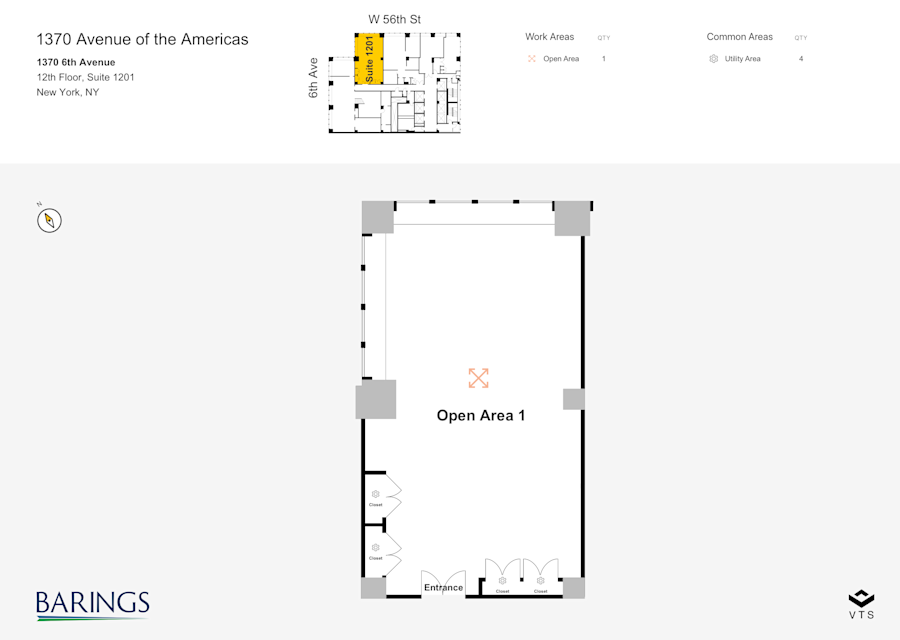 Floor plan - Partial 12th Floor, Suite 1201 - 1370 Avenue of the Americas - 1370 6th Avenue