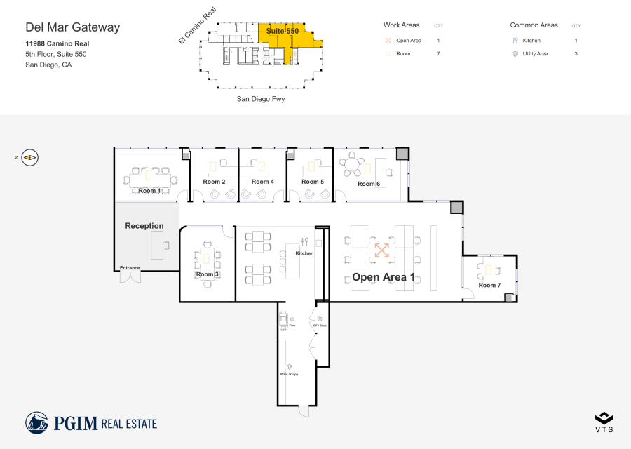 Floor plan - Partial 5th Floor, Suite 550 - Del Mar Gateway - 11988 Camino Real