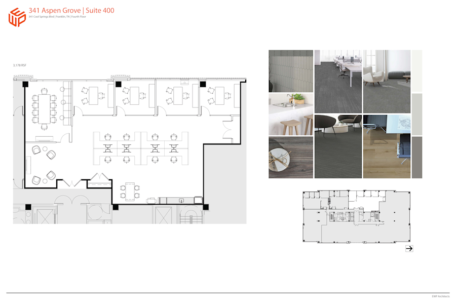 Floor plan - Partial 4th Floor, Suite 400 - 341 Cool Springs Boulevard - Aspen Grove Office Center - 315 + 341 Cool Springs Boulevard